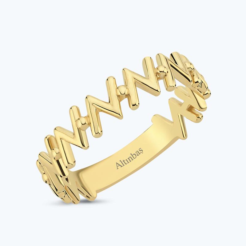 N Letter Gold Ring