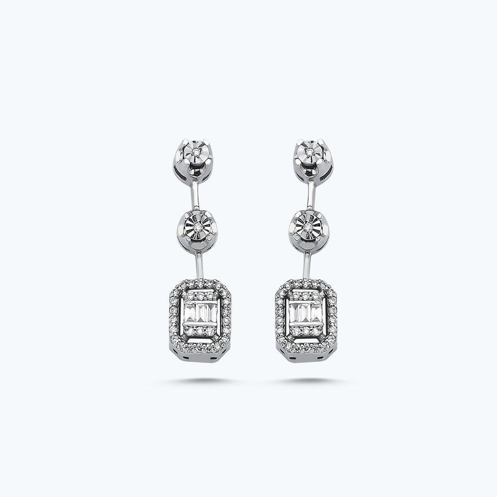 Boucles d'Oreilles Diamant Baguette
