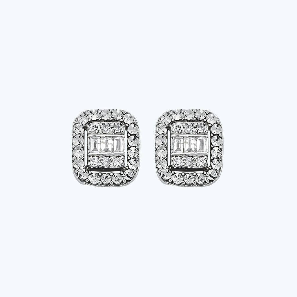 Boucles d'Oreilles Diamant Baguette