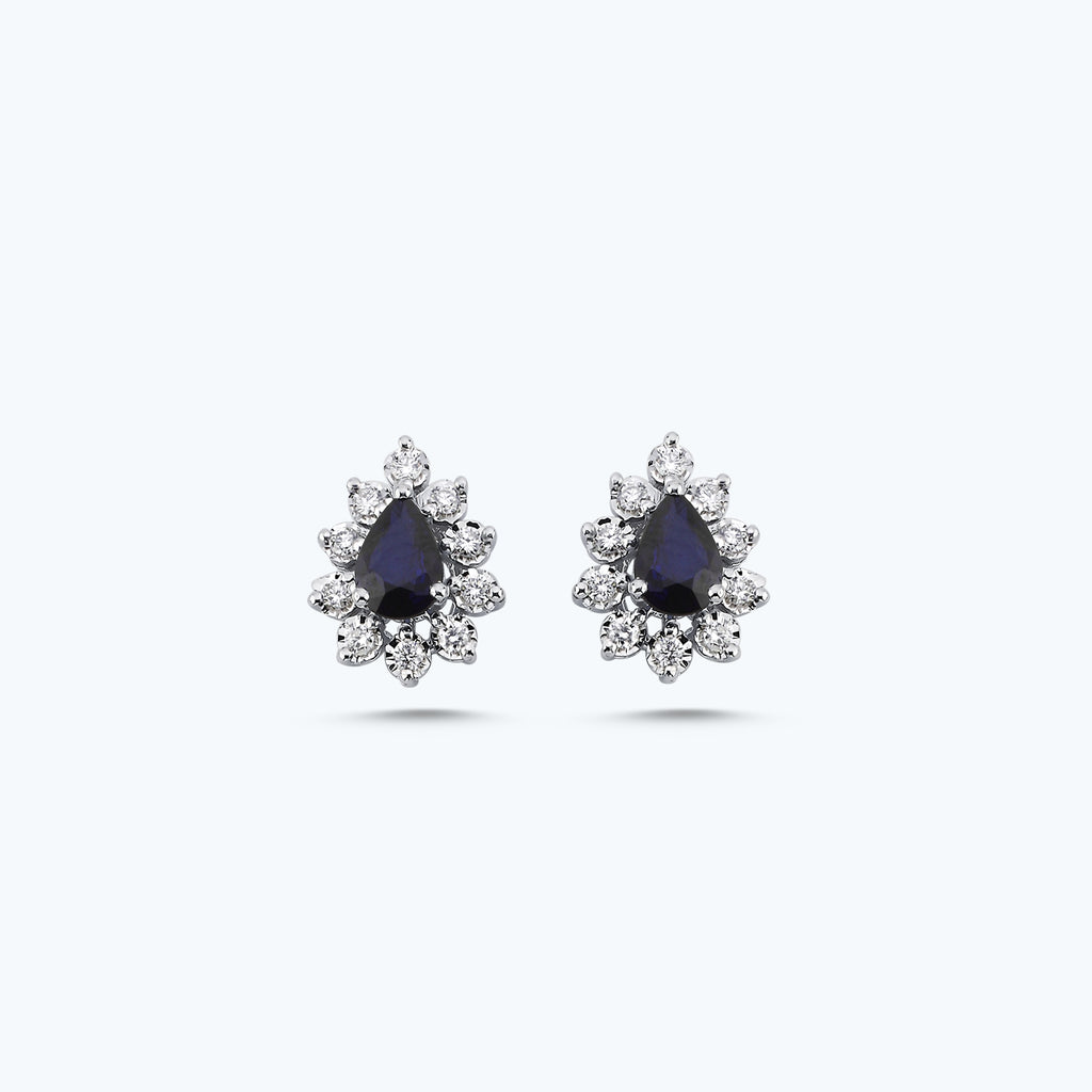 Boucles d'Oreilles Diamant Saphir