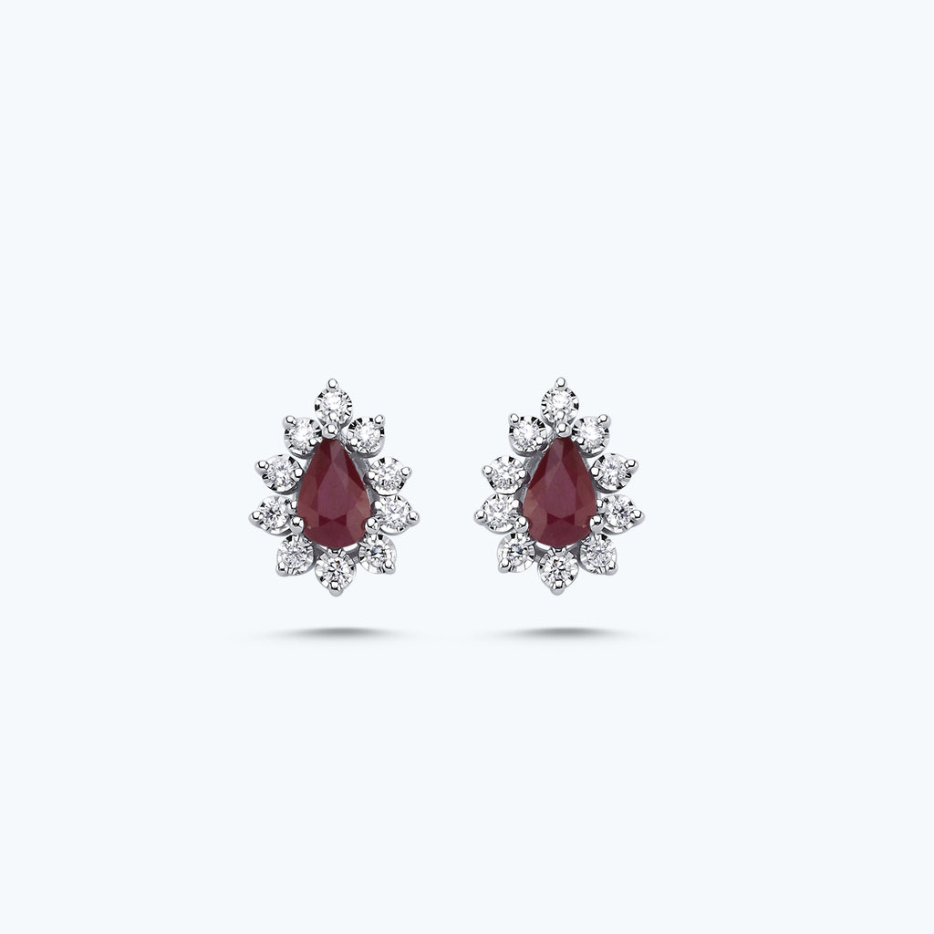 Boucles d'Oreilles Diamant Rubis