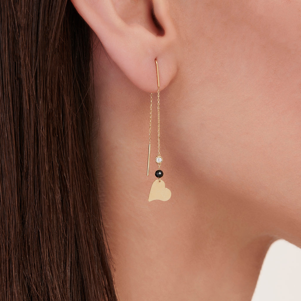 Herz Diamanohrring mit Spinell