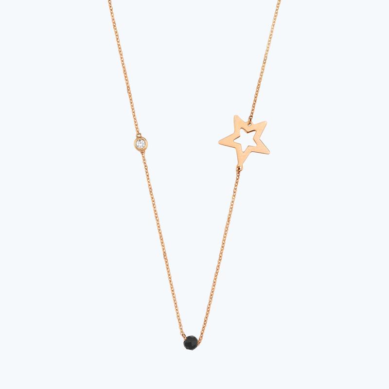 Stern Diamantkette mit Spinell Stein