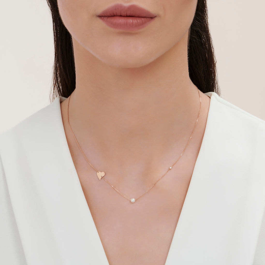Herz Perlen Diamond Necklace