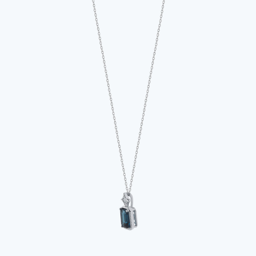 Diamond Topaz Stone Baguette Necklace
