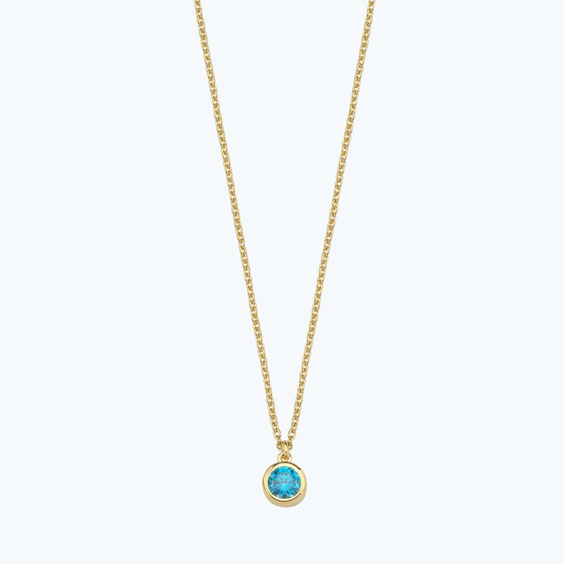 Gold Necklace with Blue Stone
