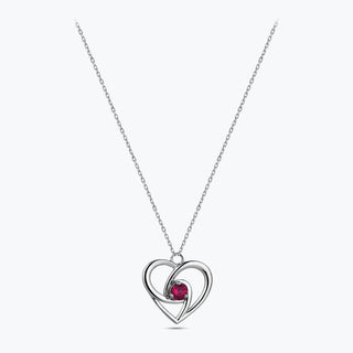 Herz Goldkette mit rotem Stein