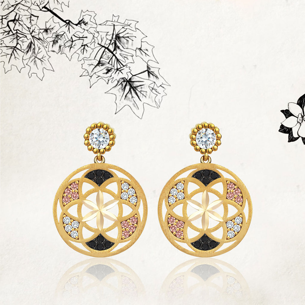 Boucles d'Oreilles Or Fleur de Vie 22K