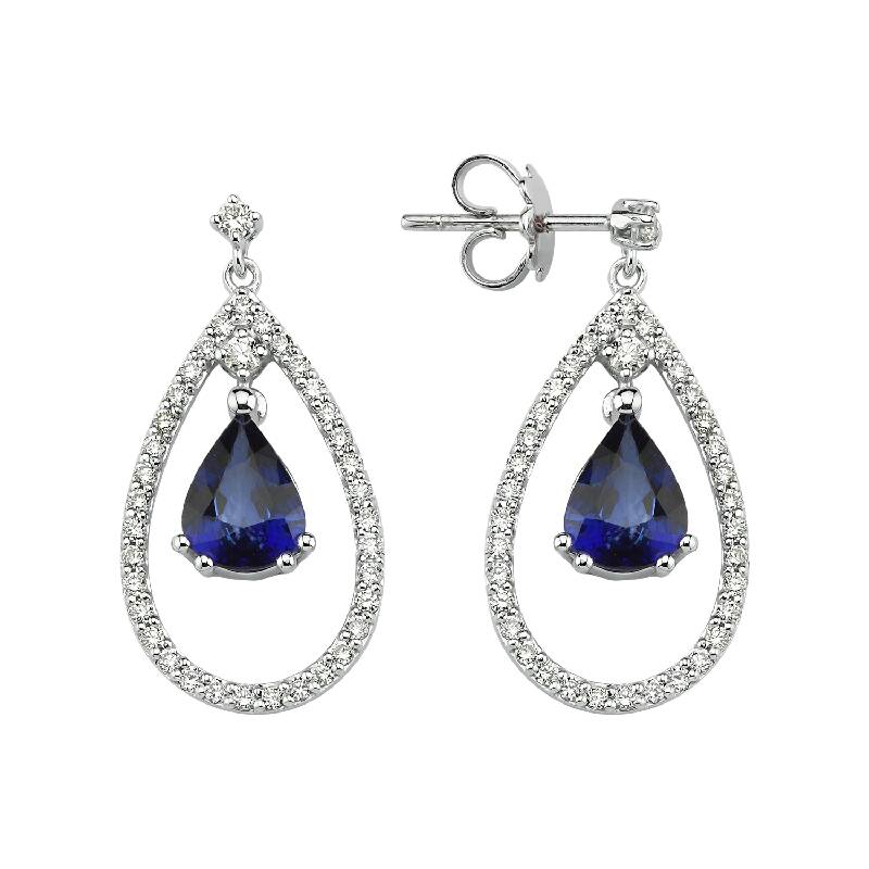Boucles d'Oreilles Diamant Saphir