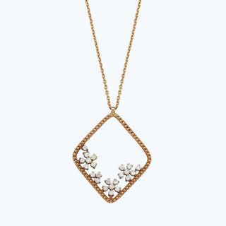 Flower Diamond Frame Necklace