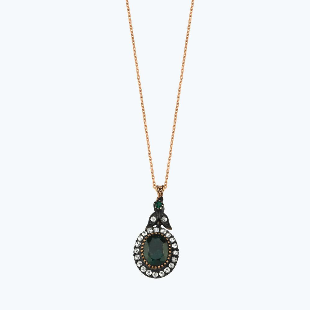 Rose Cut Diamond Emerald Necklace      
