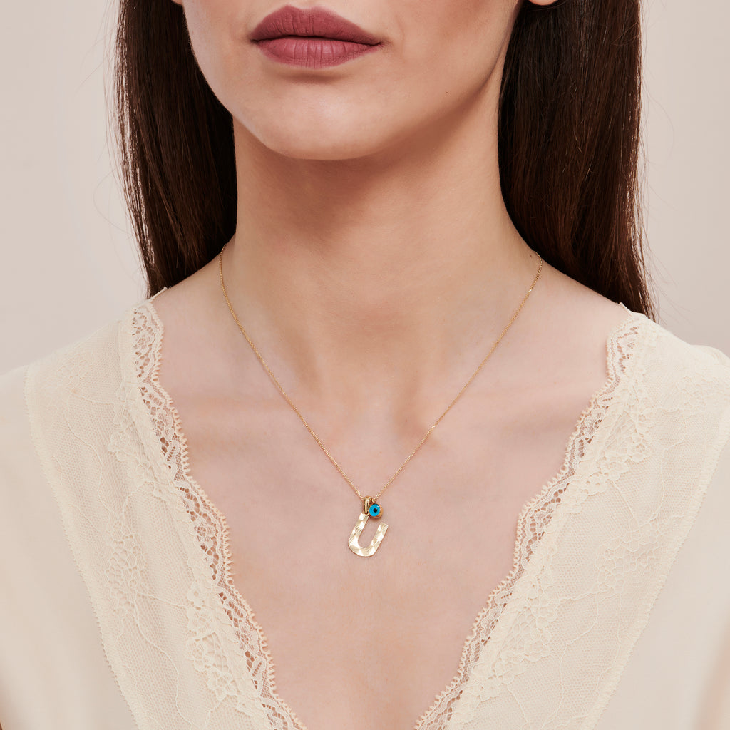 Letter U Gold Necklace