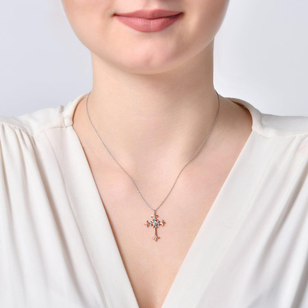 Kreuz Silber Diamantkette