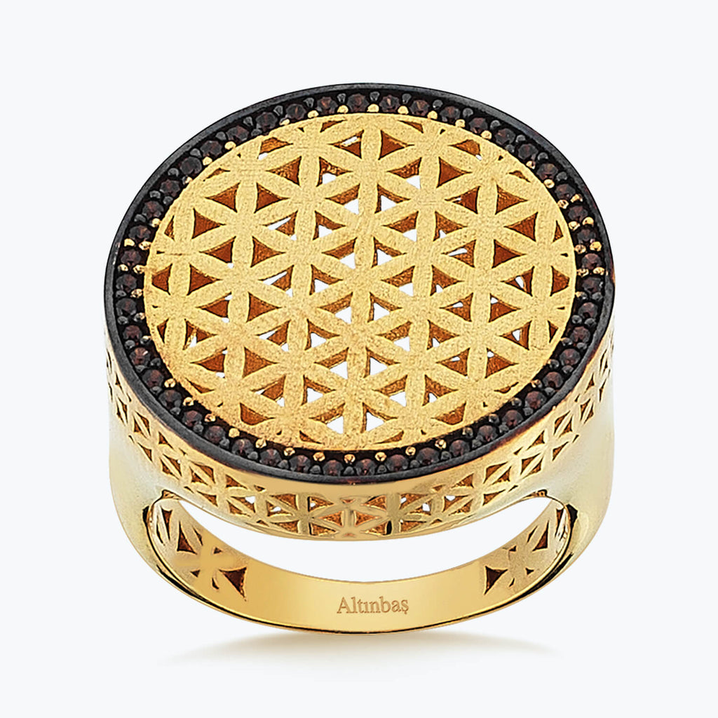 22K Flower of Life Gold Ring