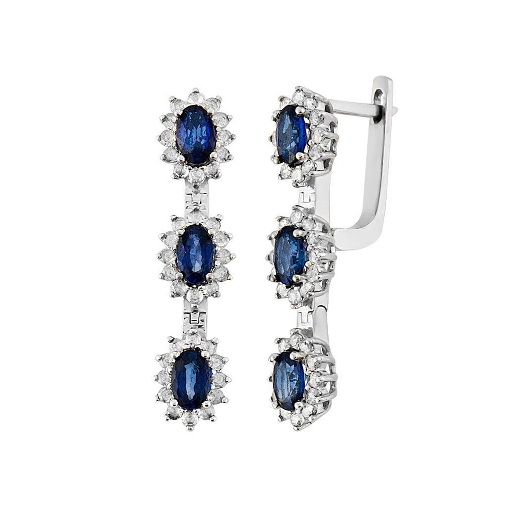 Boucles d'Oreilles Diamant Saphir