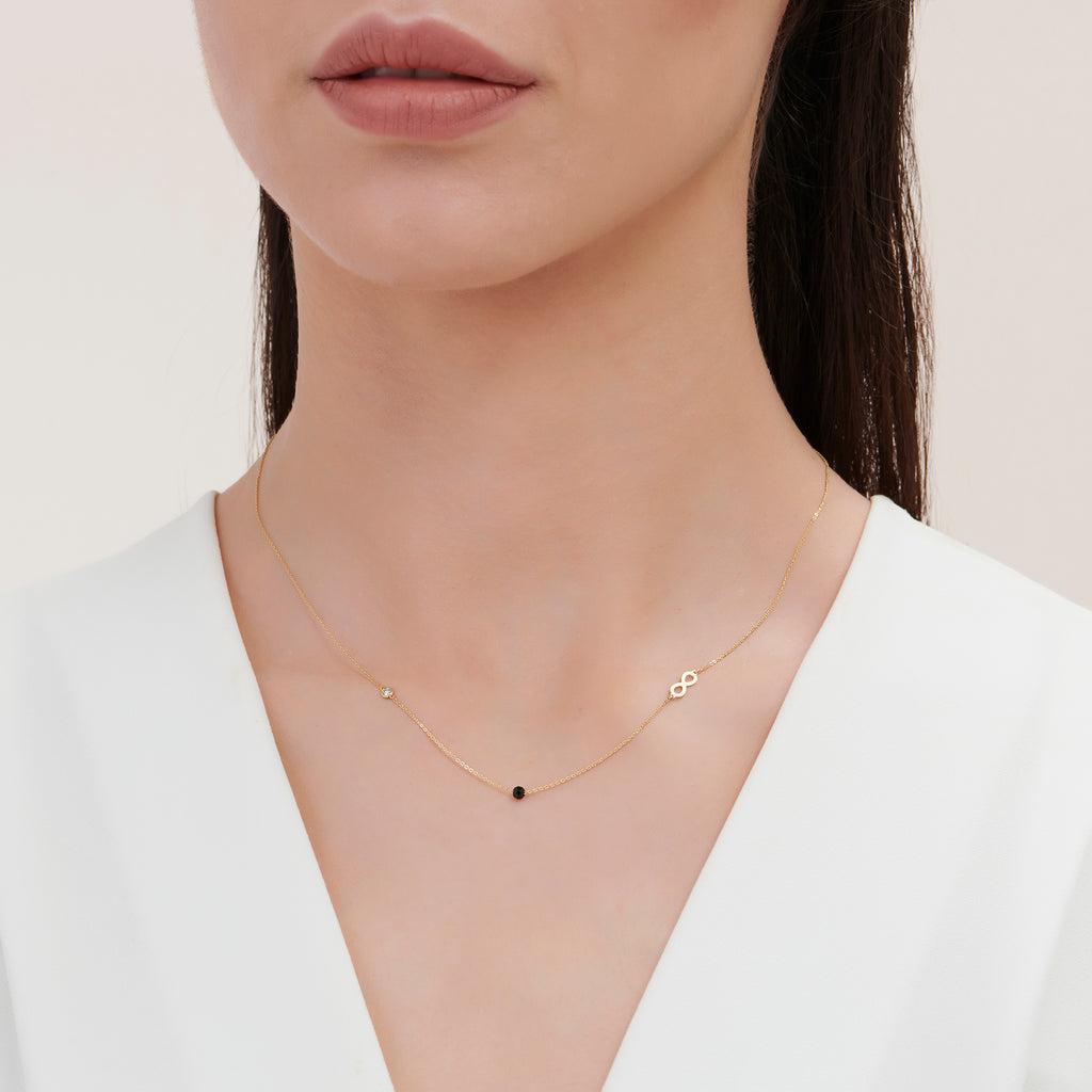 Unendlichkeit Perlen Diamantkette