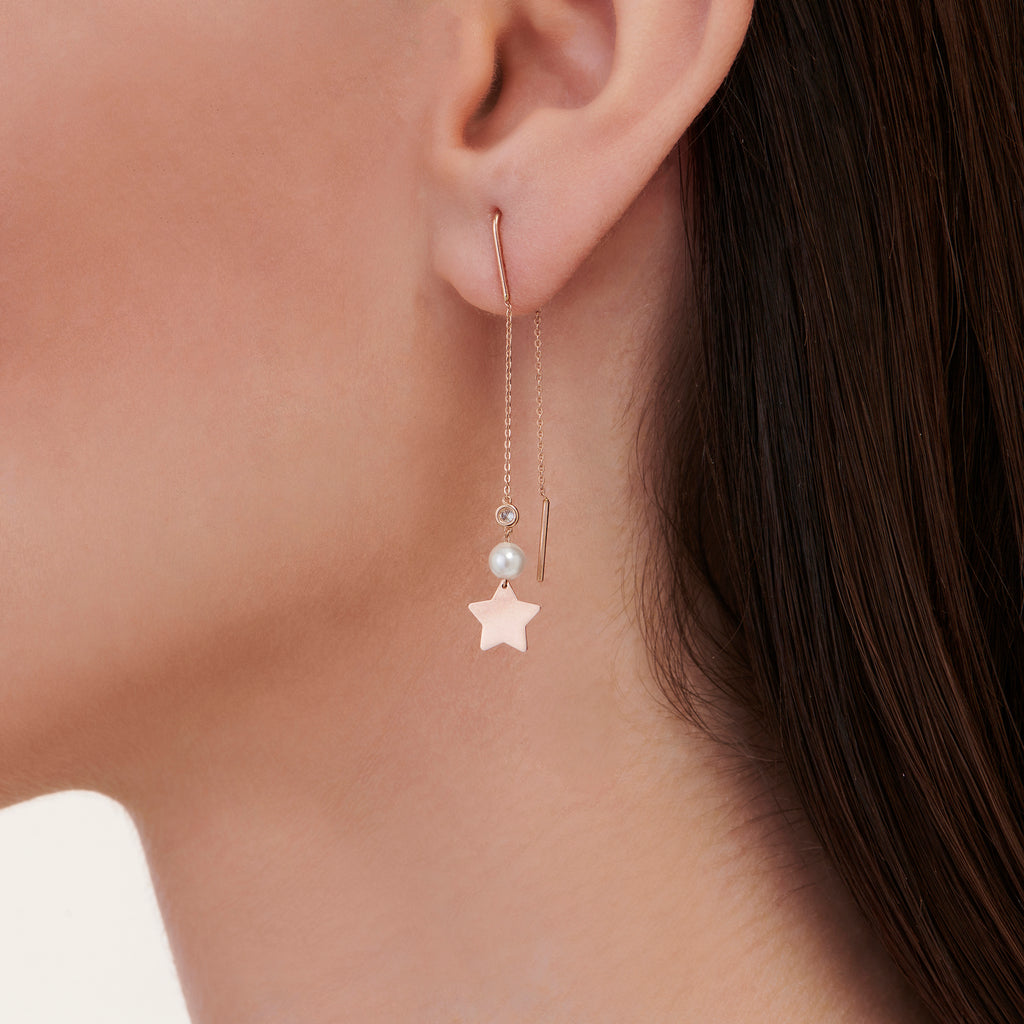 Perlen Stern Diamantohrring